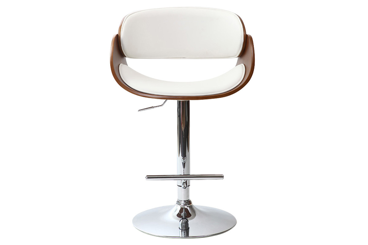 Sgabello da bar design bianco e legno BENT