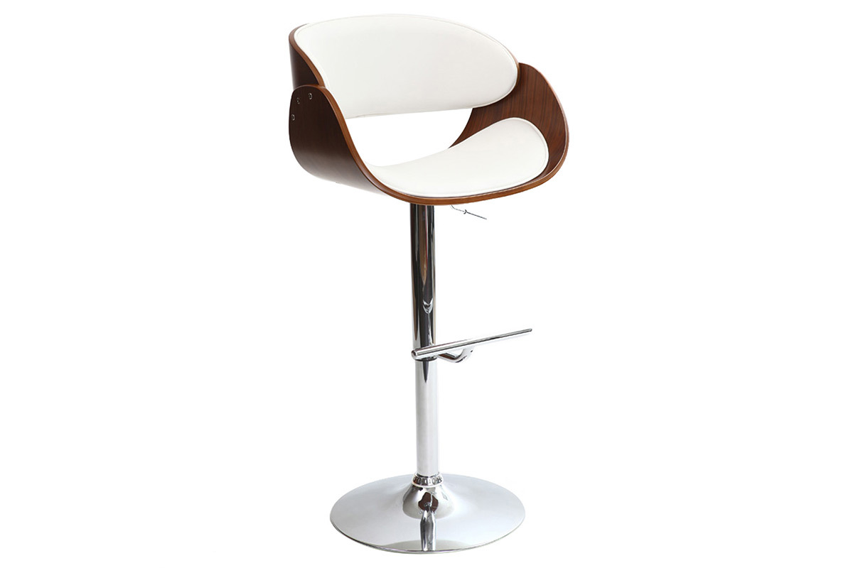 Sgabello da bar design bianco e legno BENT