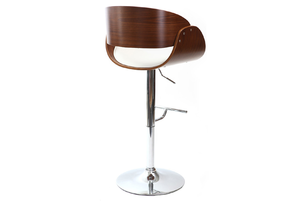 Sgabello da bar design bianco e legno BENT