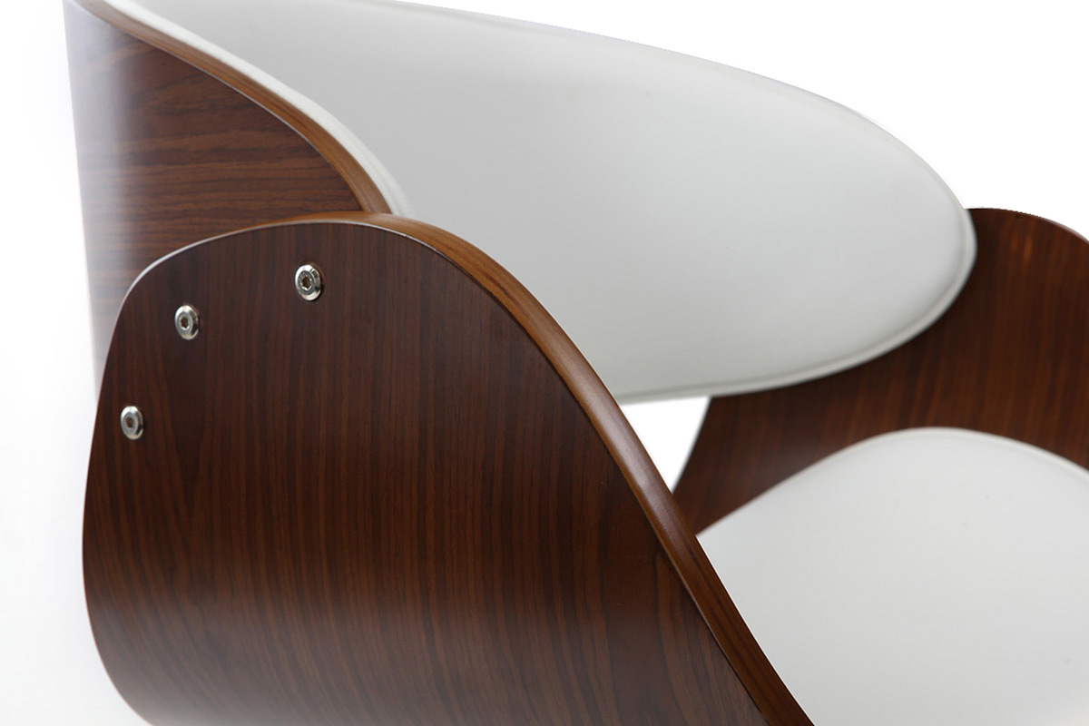 Sgabello da bar design bianco e legno BENT