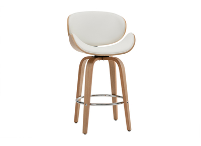Sgabello da bar design bianco e legno chiaro 65 cm WALNUT