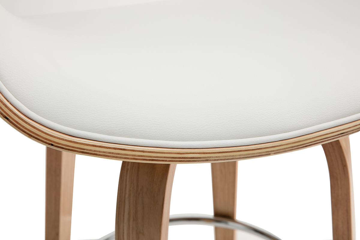 Sgabello da bar design bianco e legno chiaro 68 cm ARAMIS