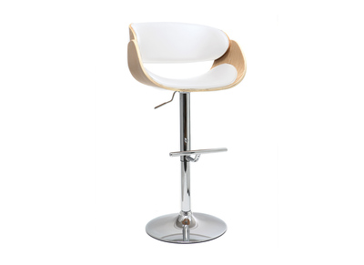 Sgabello da bar design bianco e legno chiaro BENT