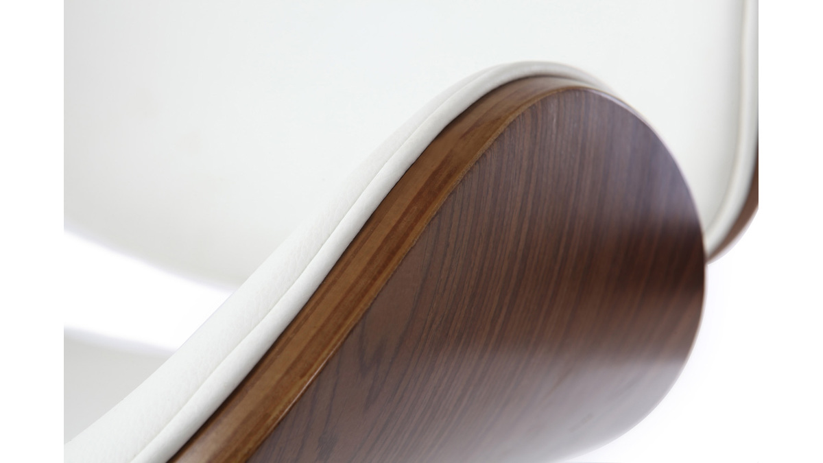 Sgabello da bar design bianco e legno WALNUT