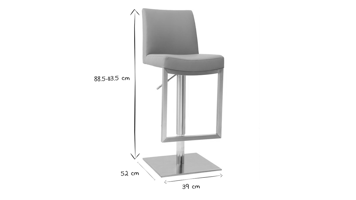 Sgabello da bar design contemporaneo - metallo e PU grigio - KYLE