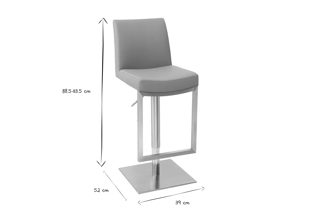 Sgabello da bar design contemporaneo - metallo e PU grigio - KYLE