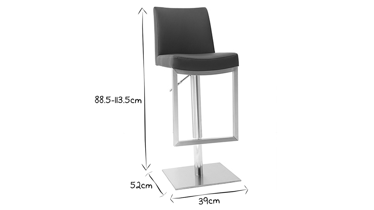 Sgabello da bar design contemporaneo - metallo e PU nero - KYLE