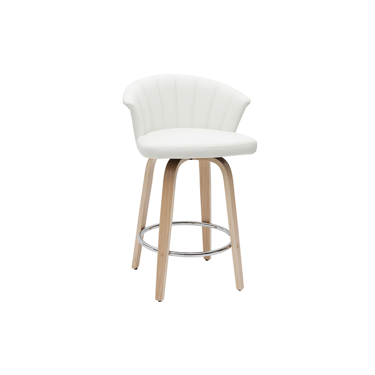 Sgabello da bar design girevole bianco e legno chiaro H65 cm ALBIN