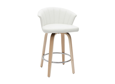 Sgabello da bar design girevole bianco e legno chiaro H65 cm ALBIN