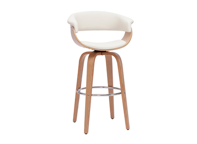Sgabello da bar design girevole bianco e legno chiaro H67 cm OKTAV