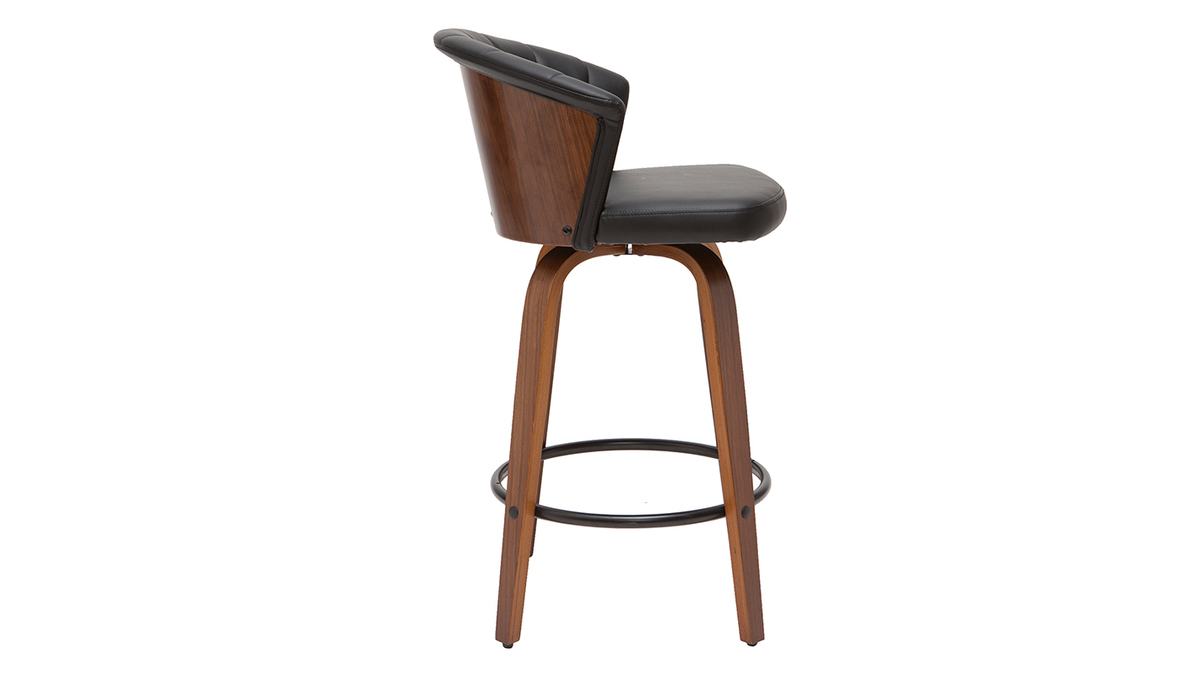 Sgabello da bar design girevole nero e legno scuro H65cm ALBIN