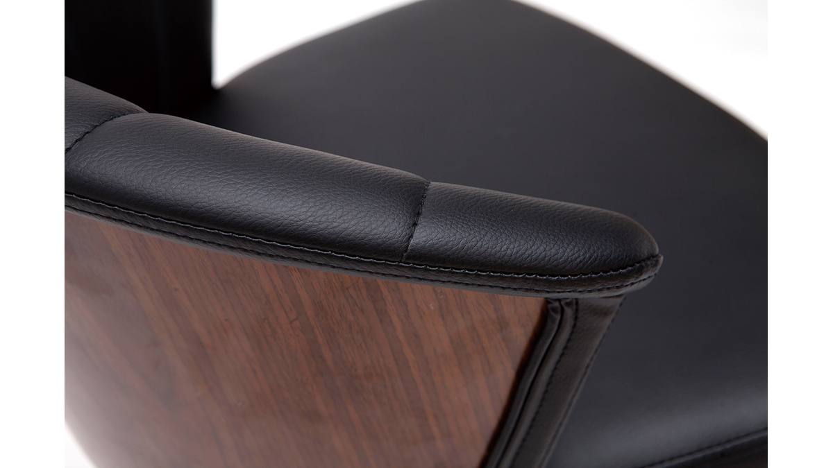 Sgabello da bar design girevole nero e legno scuro H65cm ALBIN