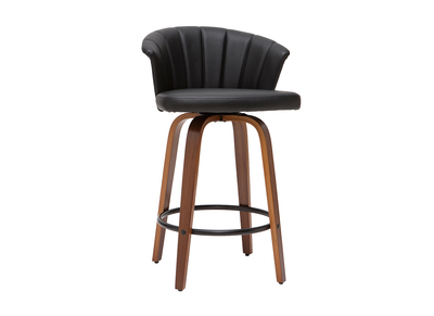 Sgabello da bar design girevole nero e legno scuro H65cm ALBIN