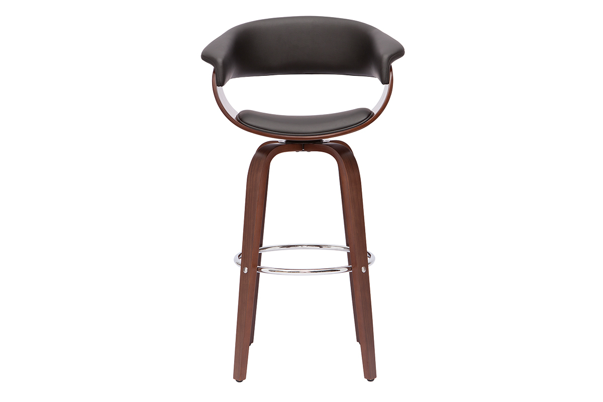 Sgabello da bar design girevole nero e legno scuro H67 cm OKTAV
