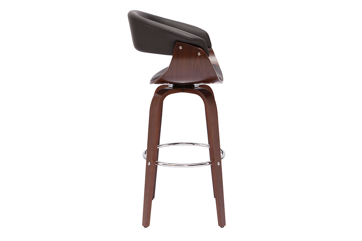 Sgabello da bar design girevole nero e legno scuro H67 cm OKTAV