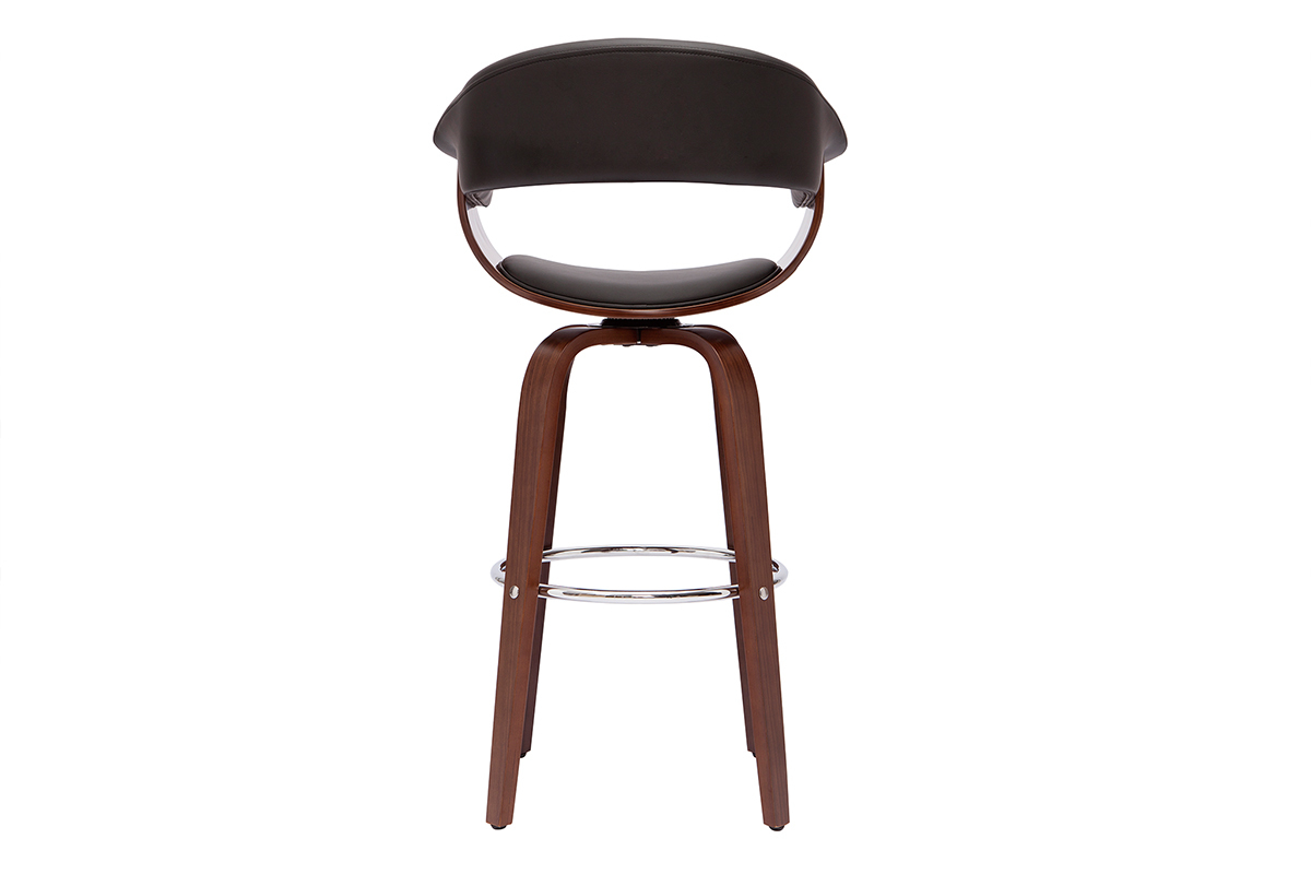 Sgabello da bar design girevole nero e legno scuro H67 cm OKTAV