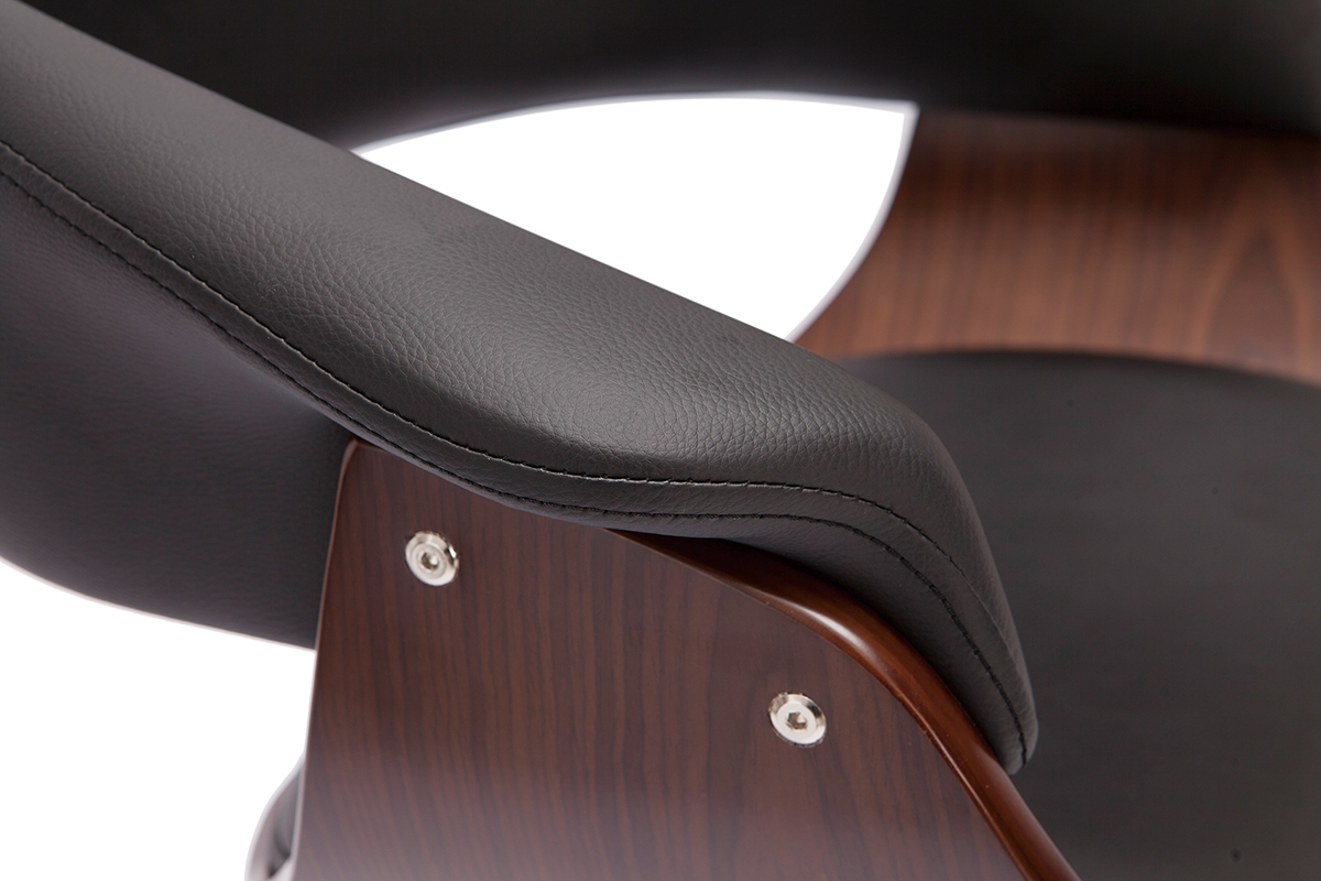 Sgabello da bar design girevole nero e legno scuro H67 cm OKTAV