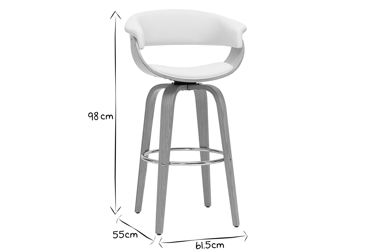 Sgabello da bar design girevole nero e legno scuro H67 cm OKTAV