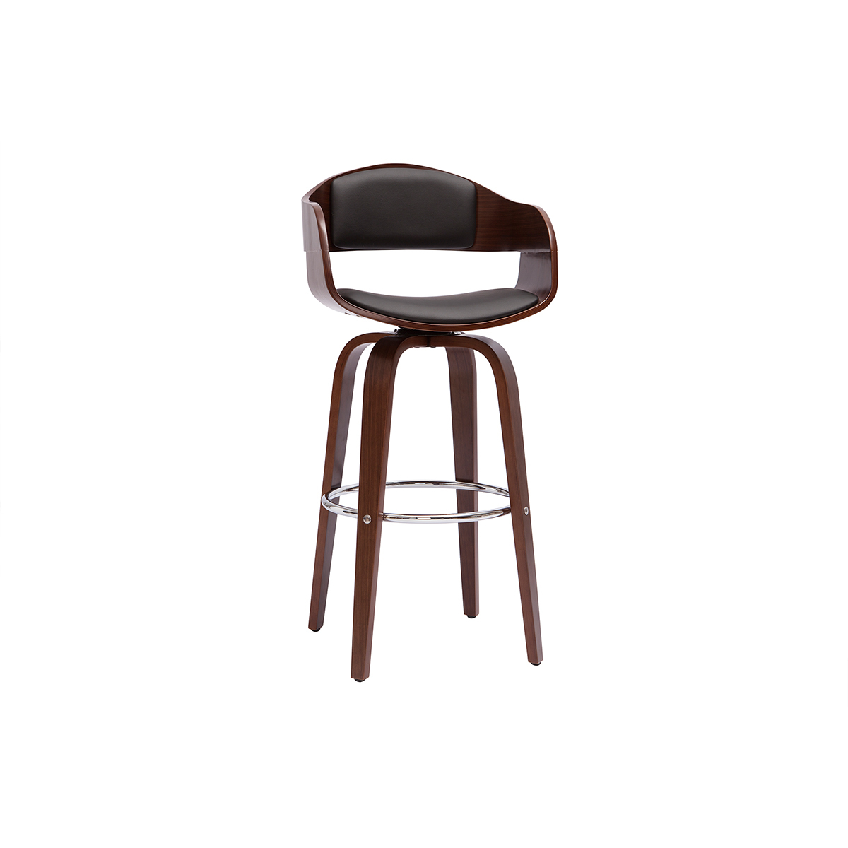 Sgabello da bar design girevole nero e legno scuro H67.5 GAO
