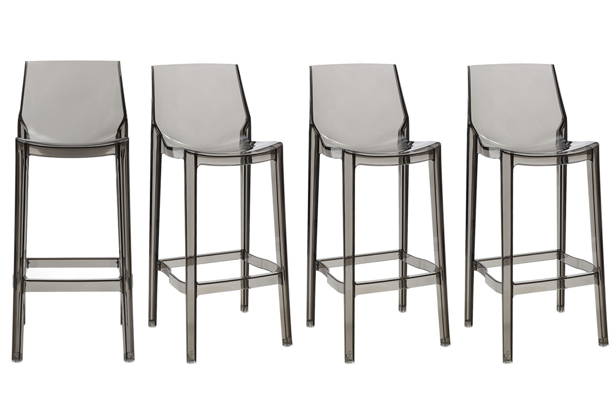 Sgabello da bar design grigio fum gruppo di 4 YLAK