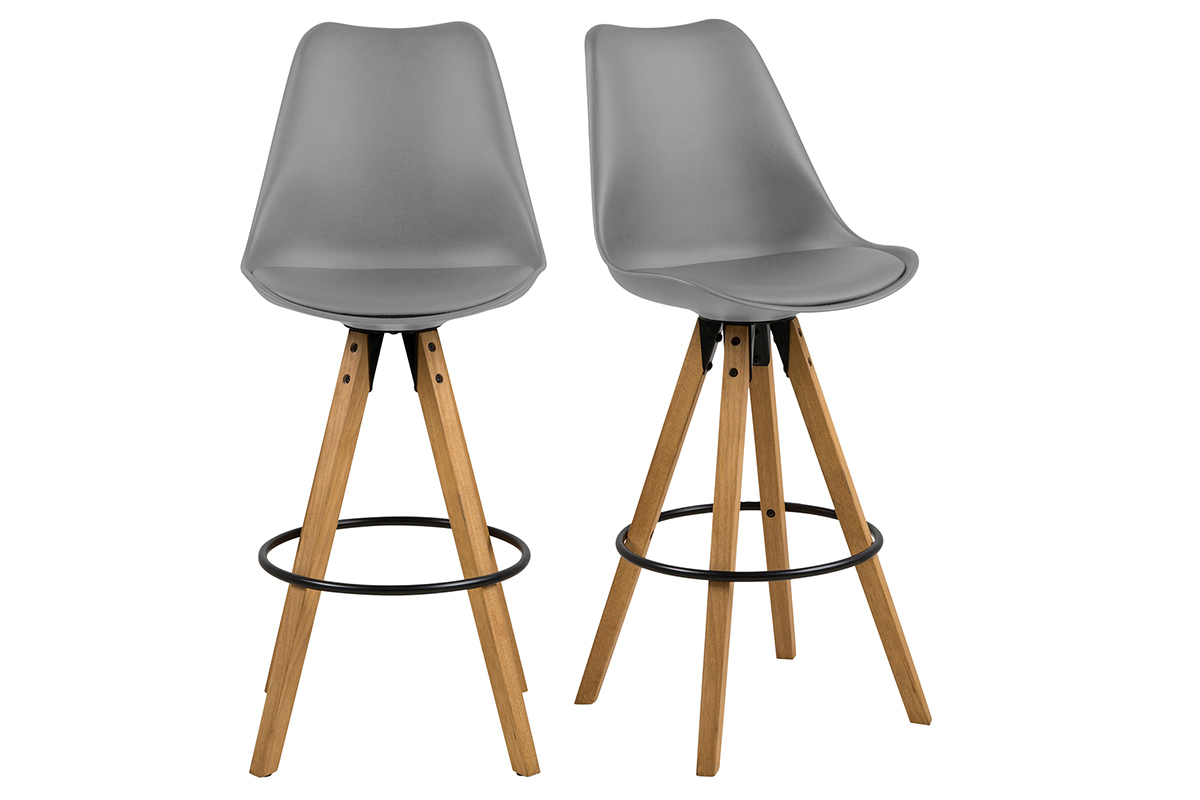 Sgabello da bar design grigio scuro e legno gruppo di 2 NADJA
