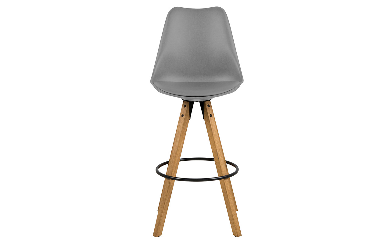 Sgabello da bar design grigio scuro e legno gruppo di 2 NADJA
