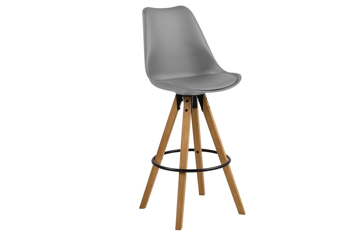 Sgabello da bar design grigio scuro e legno gruppo di 2 NADJA