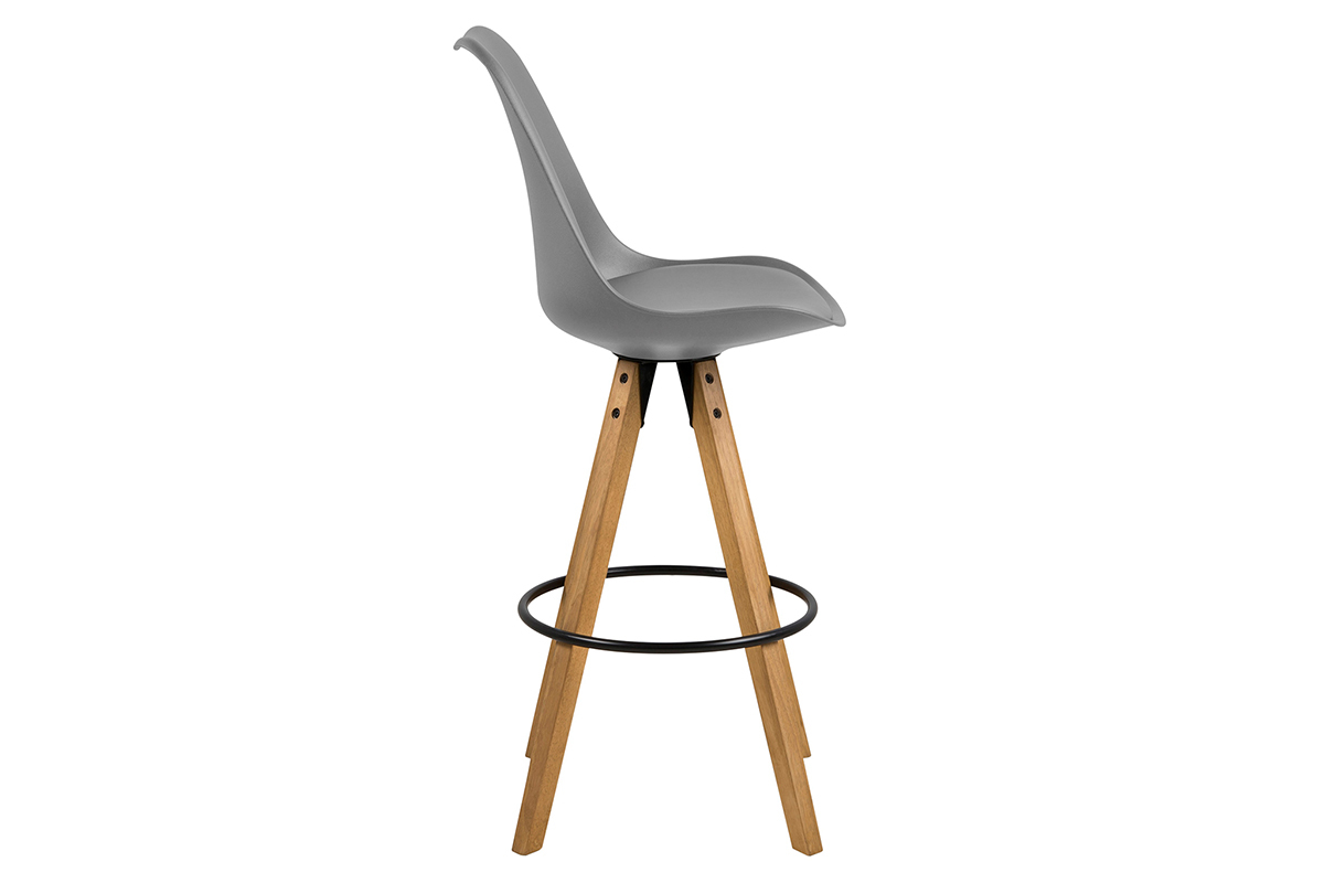 Sgabello da bar design grigio scuro e legno gruppo di 2 NADJA