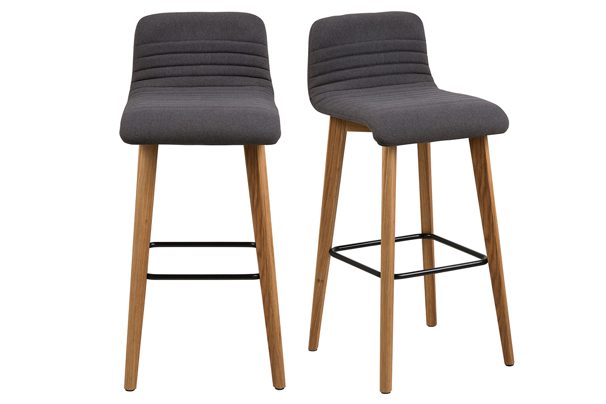 Sgabello da bar design grigio scuro e legno gruppo di 2 ULRIK