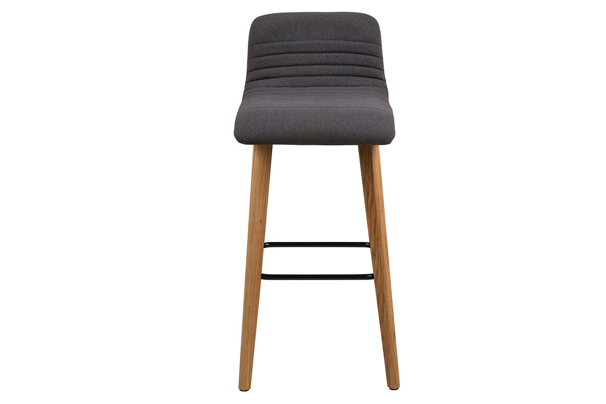 Sgabello da bar design grigio scuro e legno gruppo di 2 ULRIK