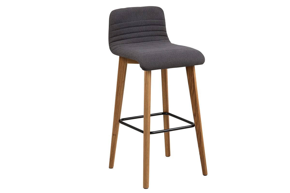 Sgabello da bar design grigio scuro e legno gruppo di 2 ULRIK