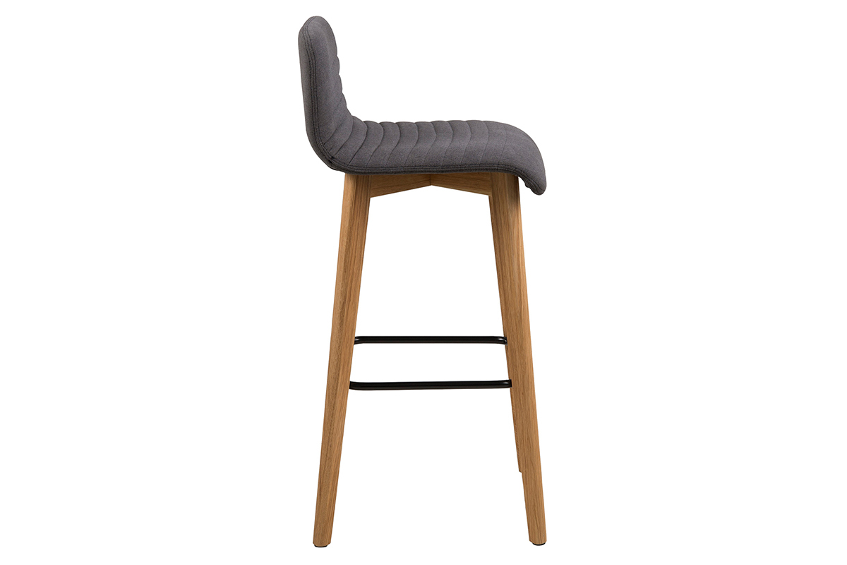 Sgabello da bar design grigio scuro e legno gruppo di 2 ULRIK
