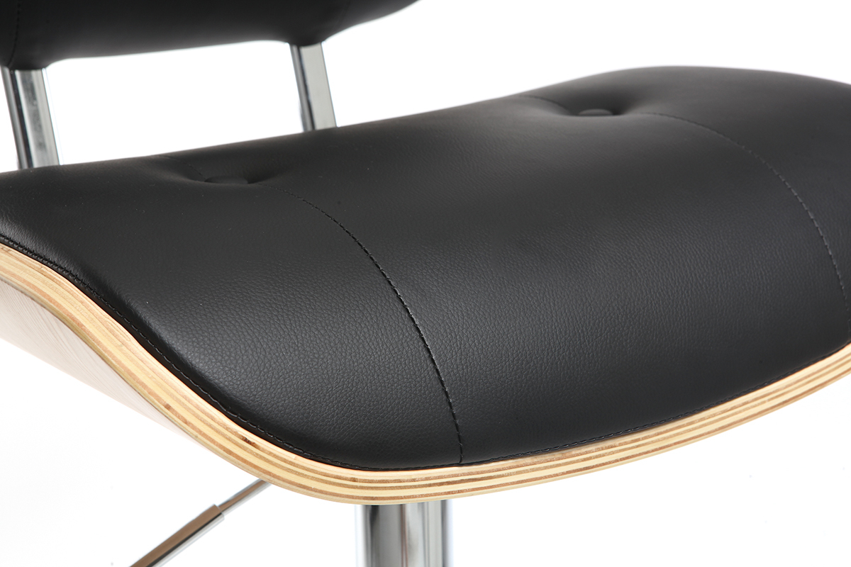 Sgabello da bar design in poliuretano Nero e legno chiaro MARTY