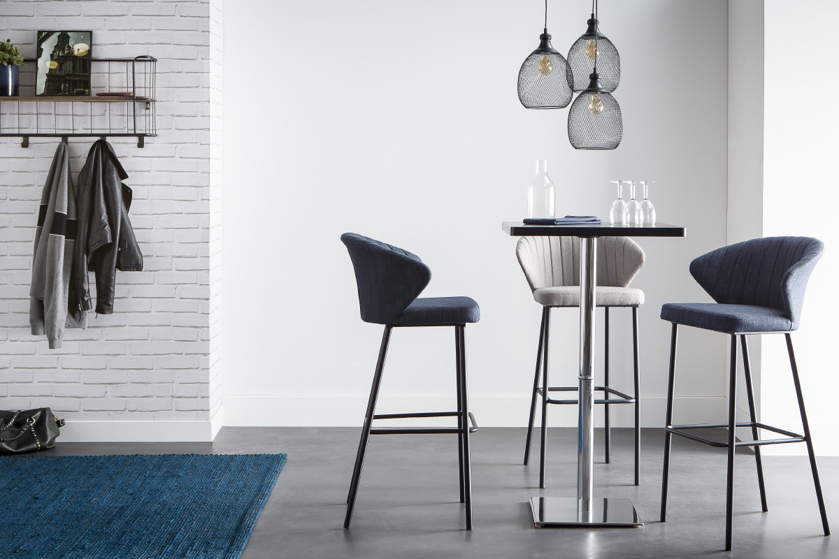 Sgabello da bar design in tessuto grigio 75 cm DALLY