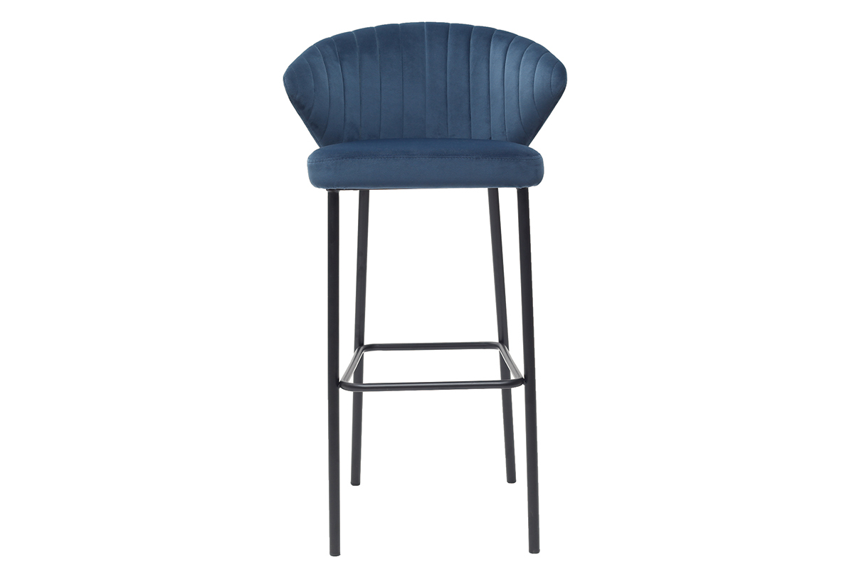 Sgabello da bar design in velluto blu 75 cm DALLY