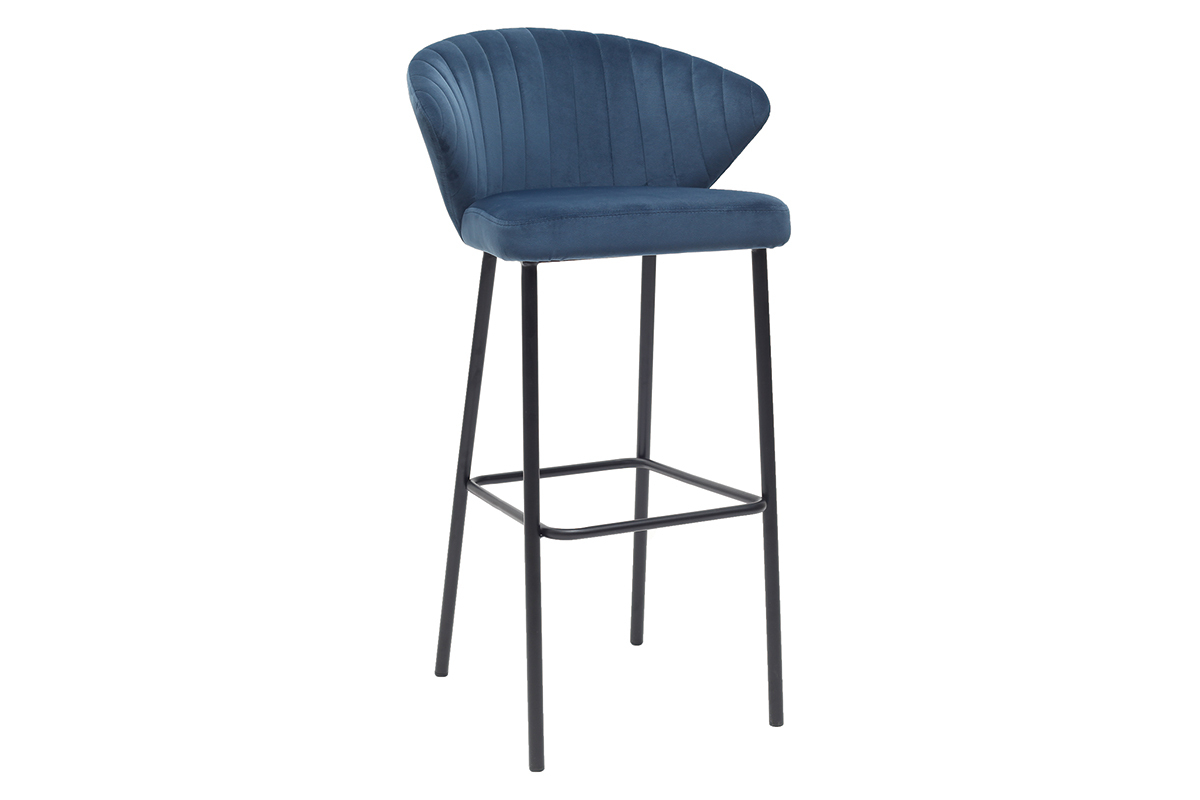 Sgabello da bar design in velluto blu 75 cm DALLY