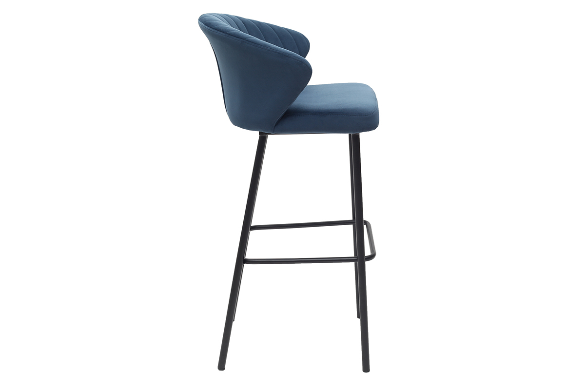 Sgabello da bar design in velluto blu 75 cm DALLY