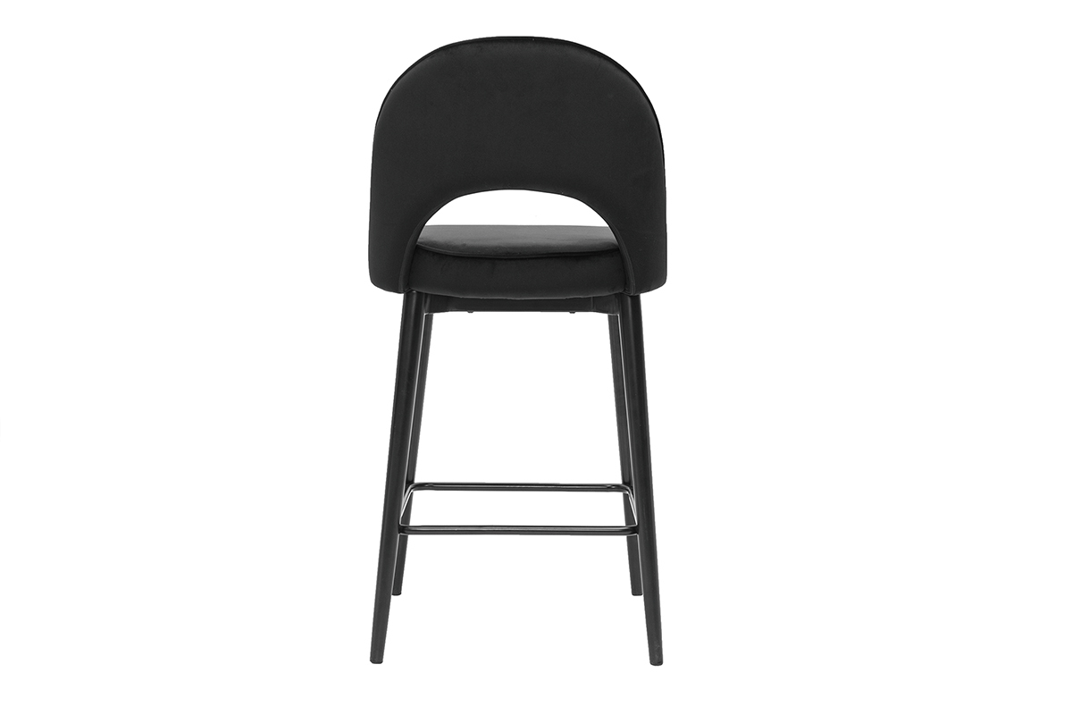 Sgabello da bar design in velluto nero e metallo BELLEROSE