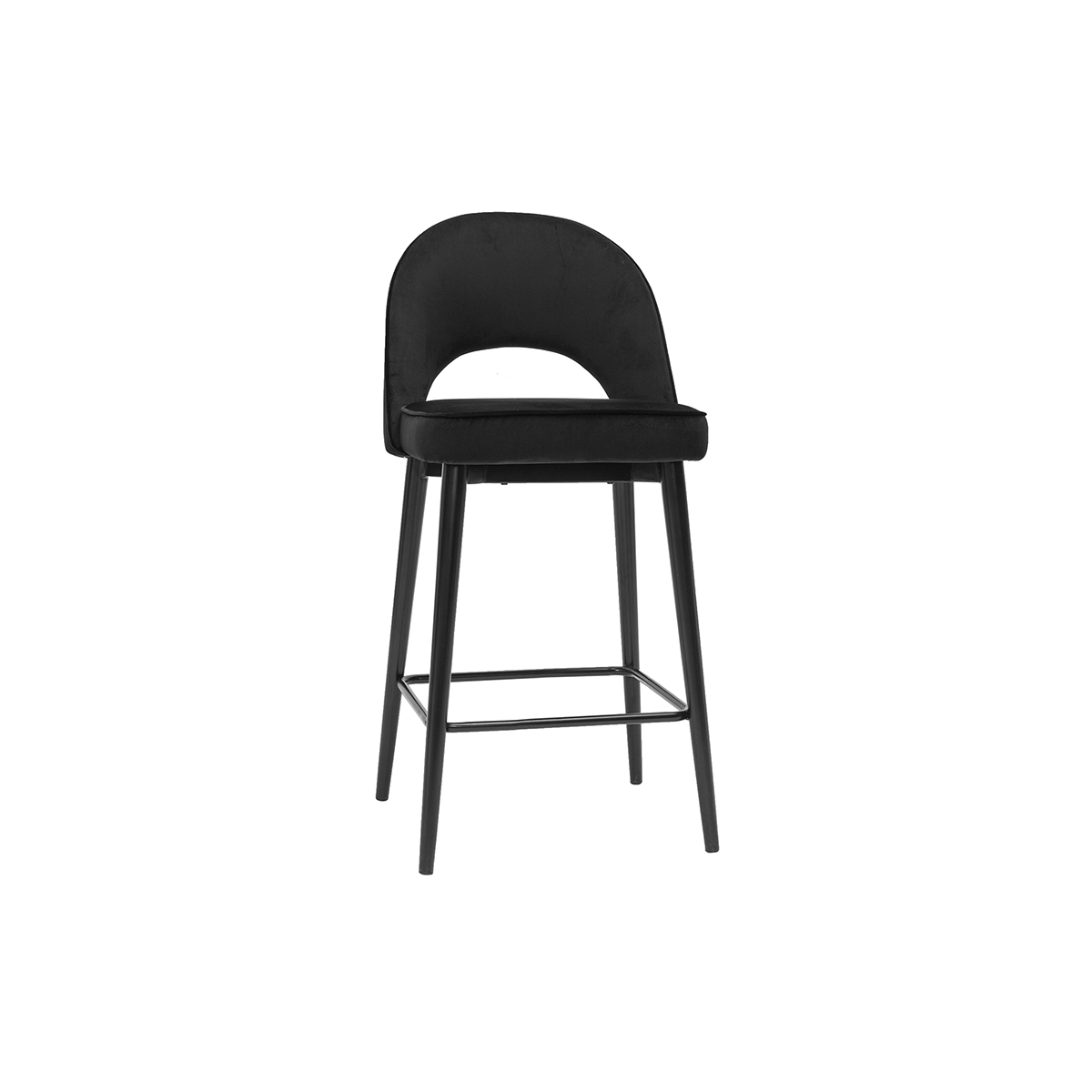 Sgabello da bar design in velluto nero e metallo H69 cm BELLEROSE