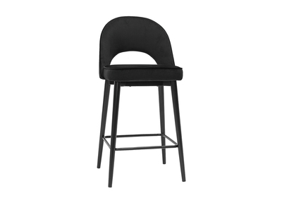 Sgabello da bar design in velluto nero e metallo H69 cm BELLEROSE