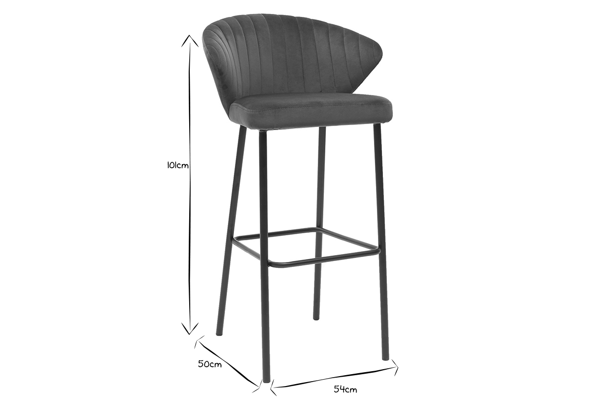 Sgabello da bar design in velluto petrolio misura 78 cm DALLY