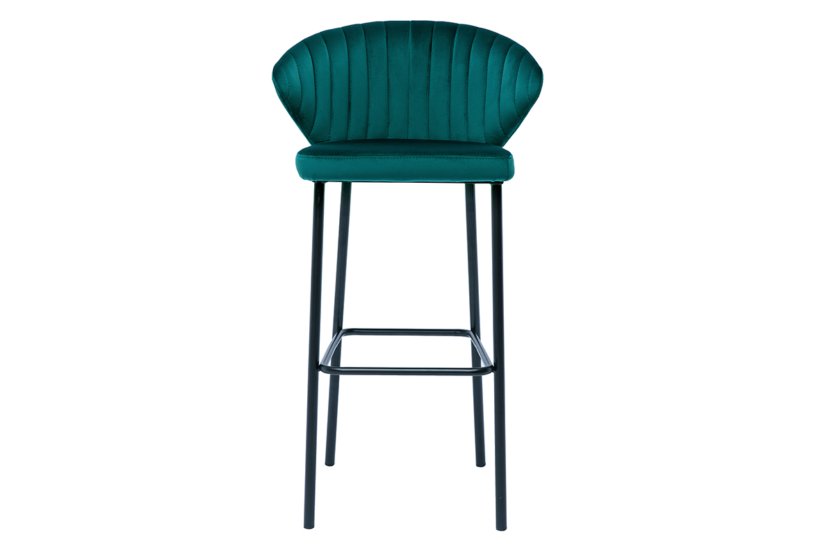 Sgabello da bar design in velluto petrolio misura 78 cm DALLY
