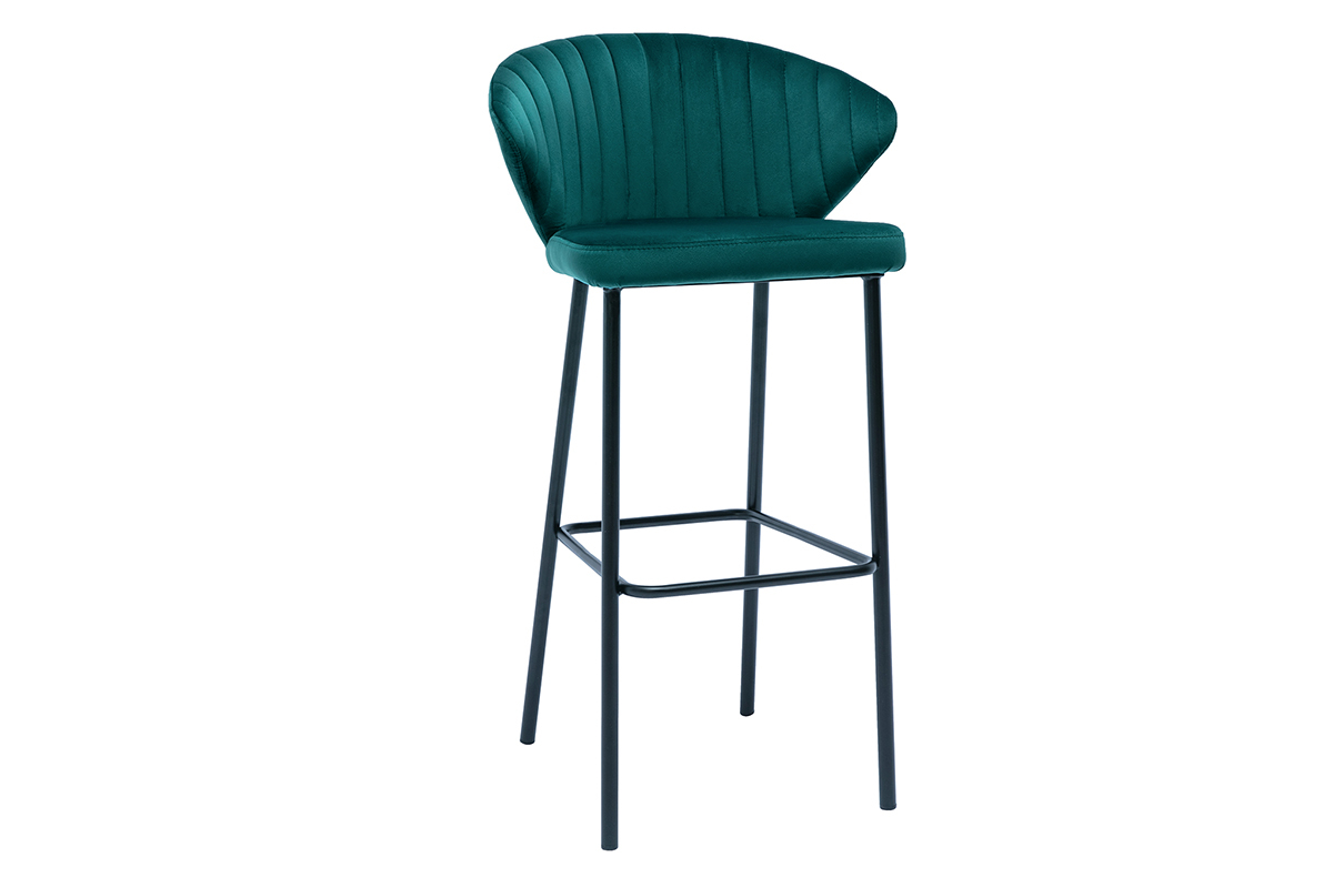 Sgabello da bar design in velluto petrolio misura 78 cm DALLY