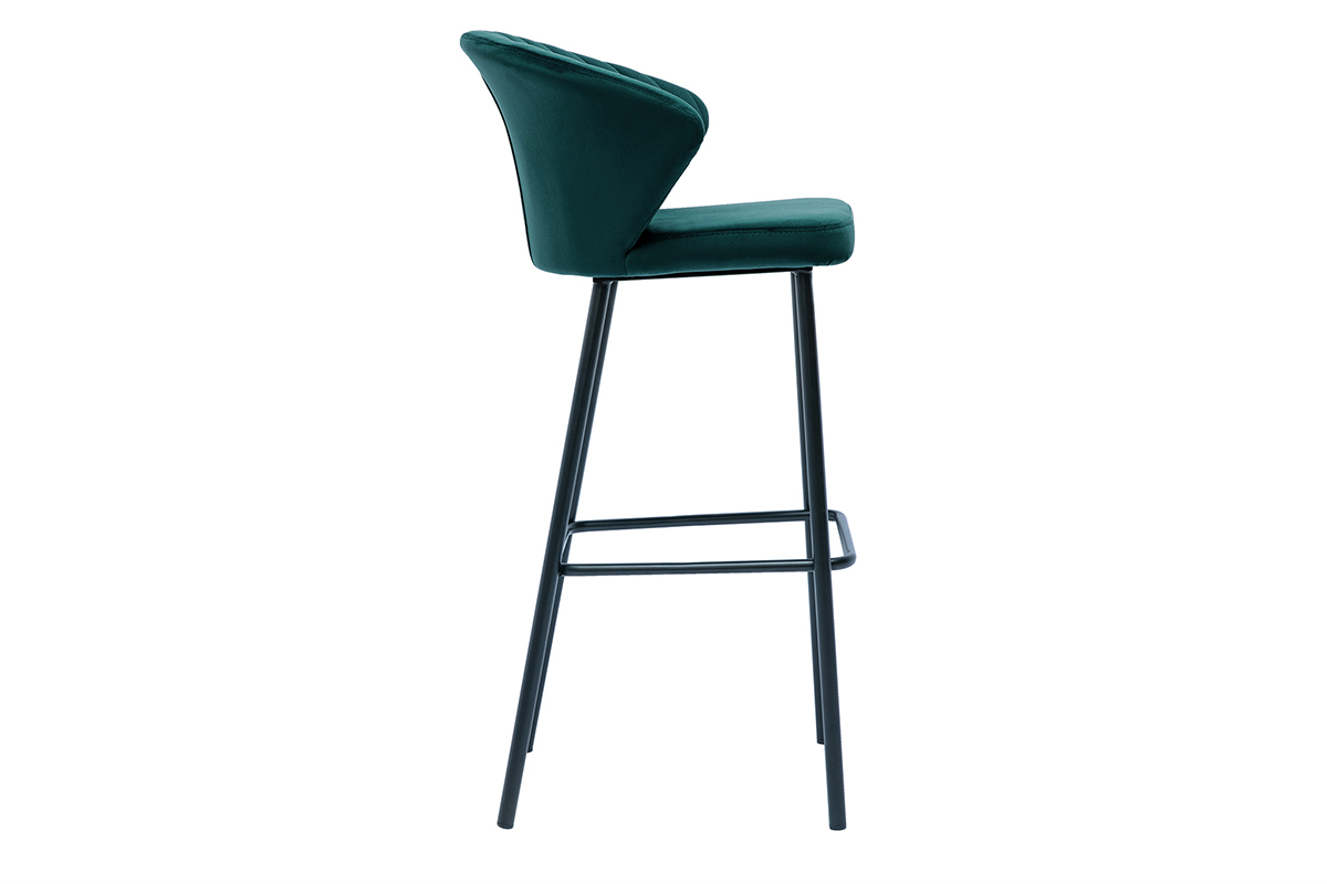 Sgabello da bar design in velluto petrolio misura 78 cm DALLY
