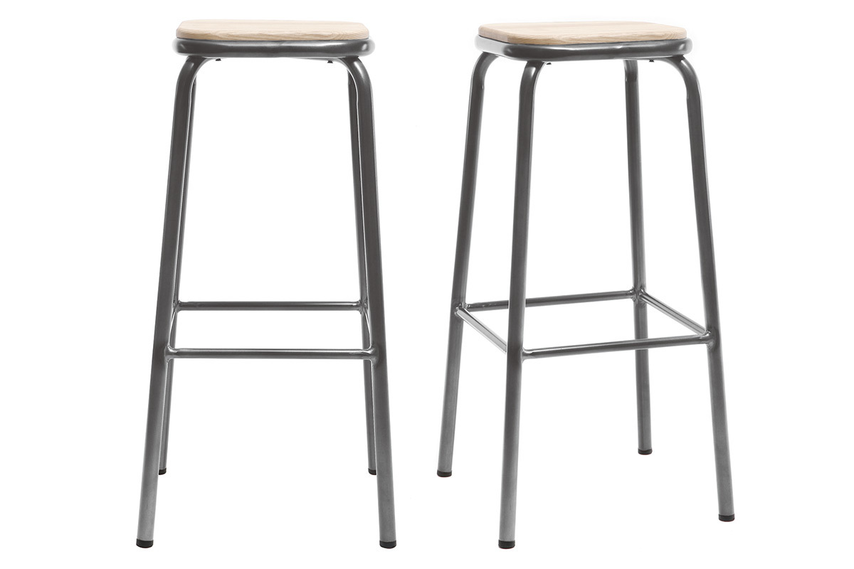 Sgabello da bar design inox gruppo di 2 H75cm MEMPHIS