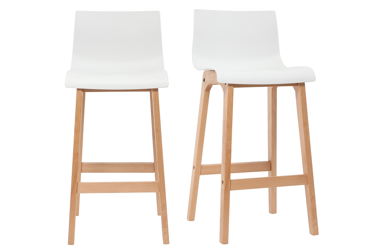 Sgabello da bar design legno e bianco 75cm set di 2 NEW SURF