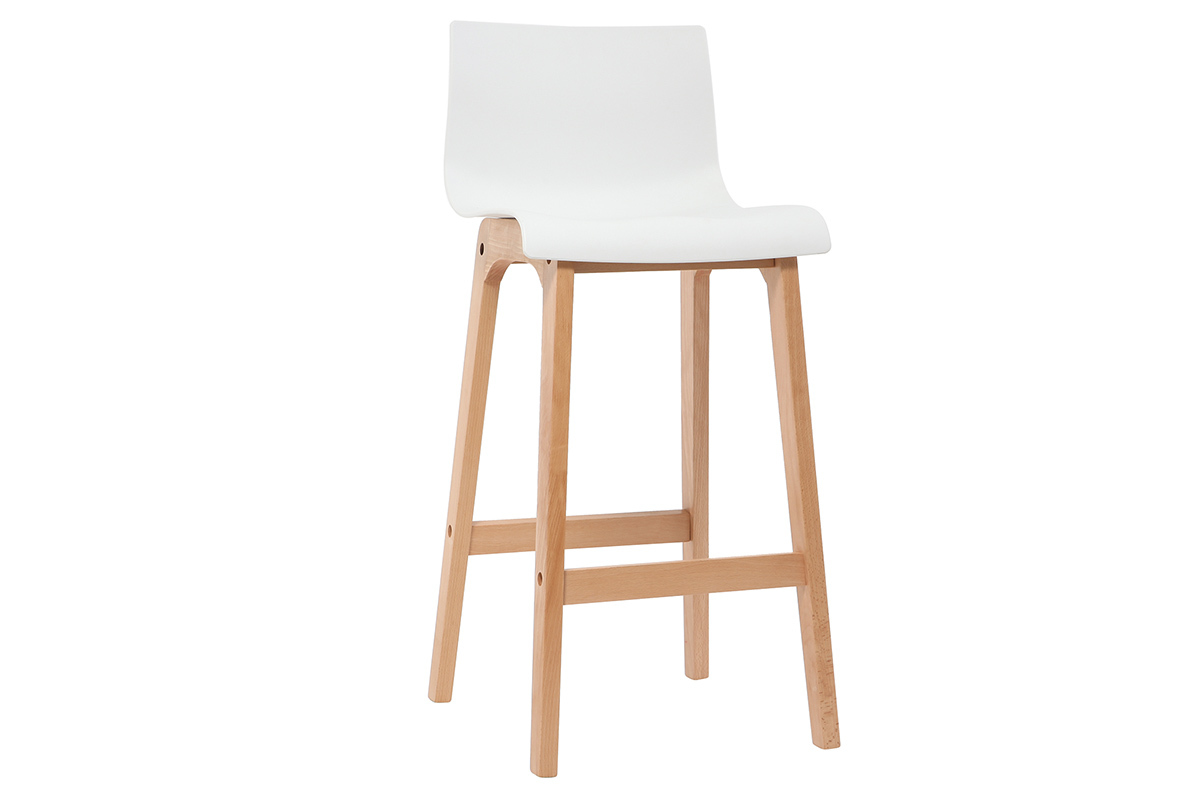 Sgabello da bar design legno e bianco 75cm set di 2 NEW SURF