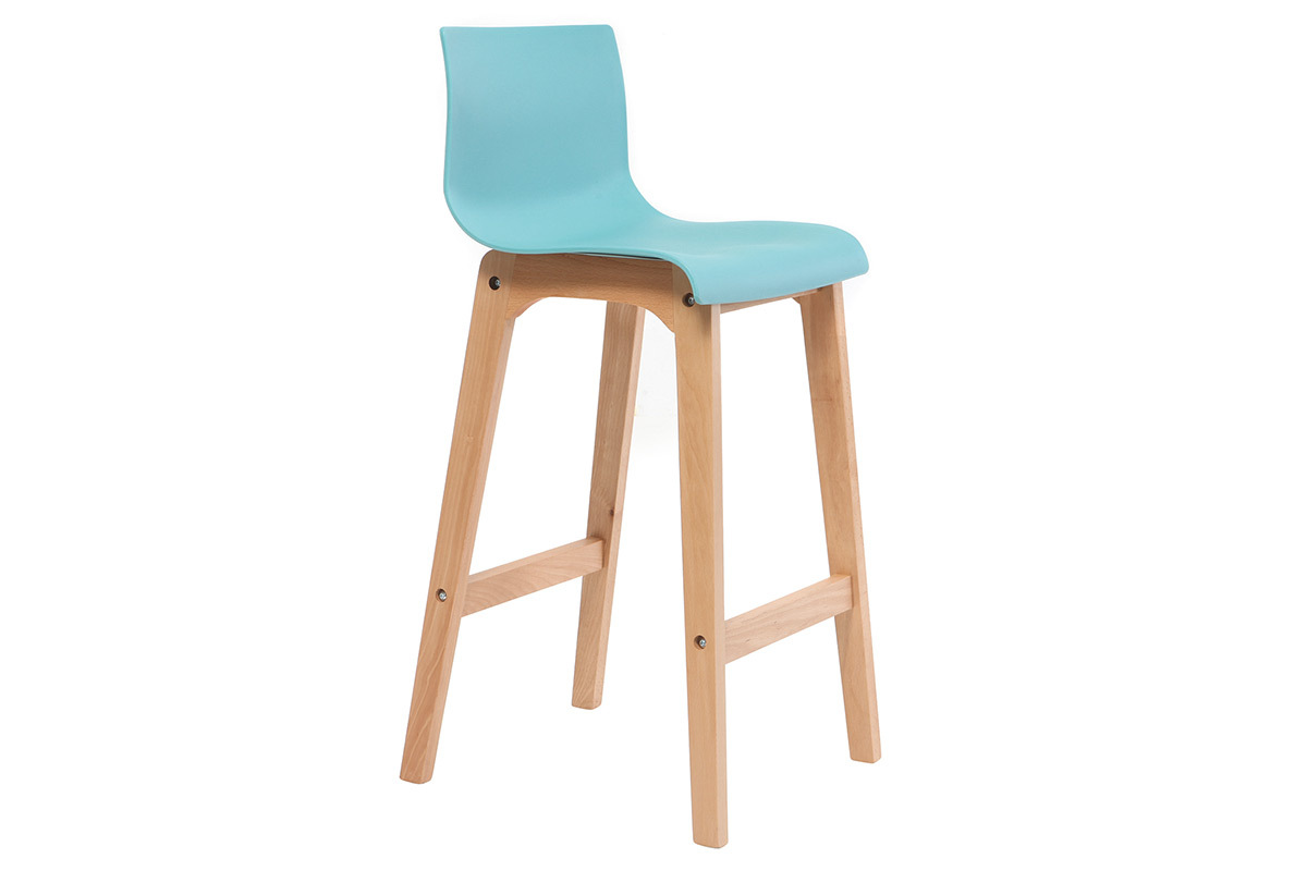 Sgabello da bar design legno e foglia di t 65cm set di 2 NEW SURF