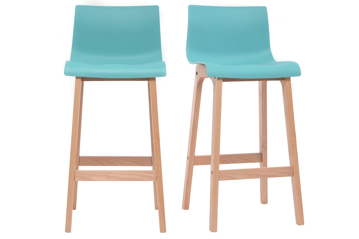 Sgabello da bar design legno e foglia di t 65cm set di 2 NEW SURF