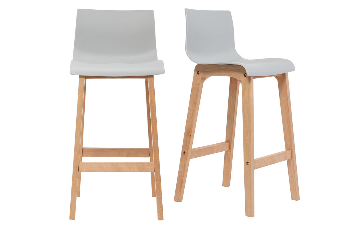 Sgabello da bar design legno e grigio chiaro 75cm gruppo di 2 NEW SURF